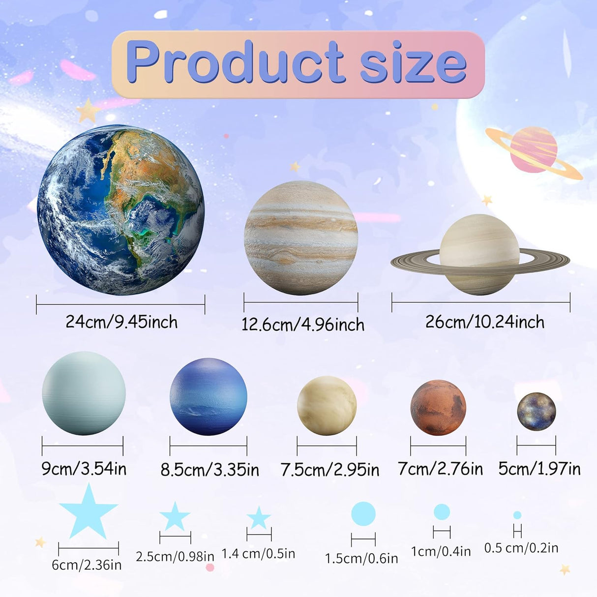 Estrellas Brillantes en la Oscuridad, Stickers de Planetas