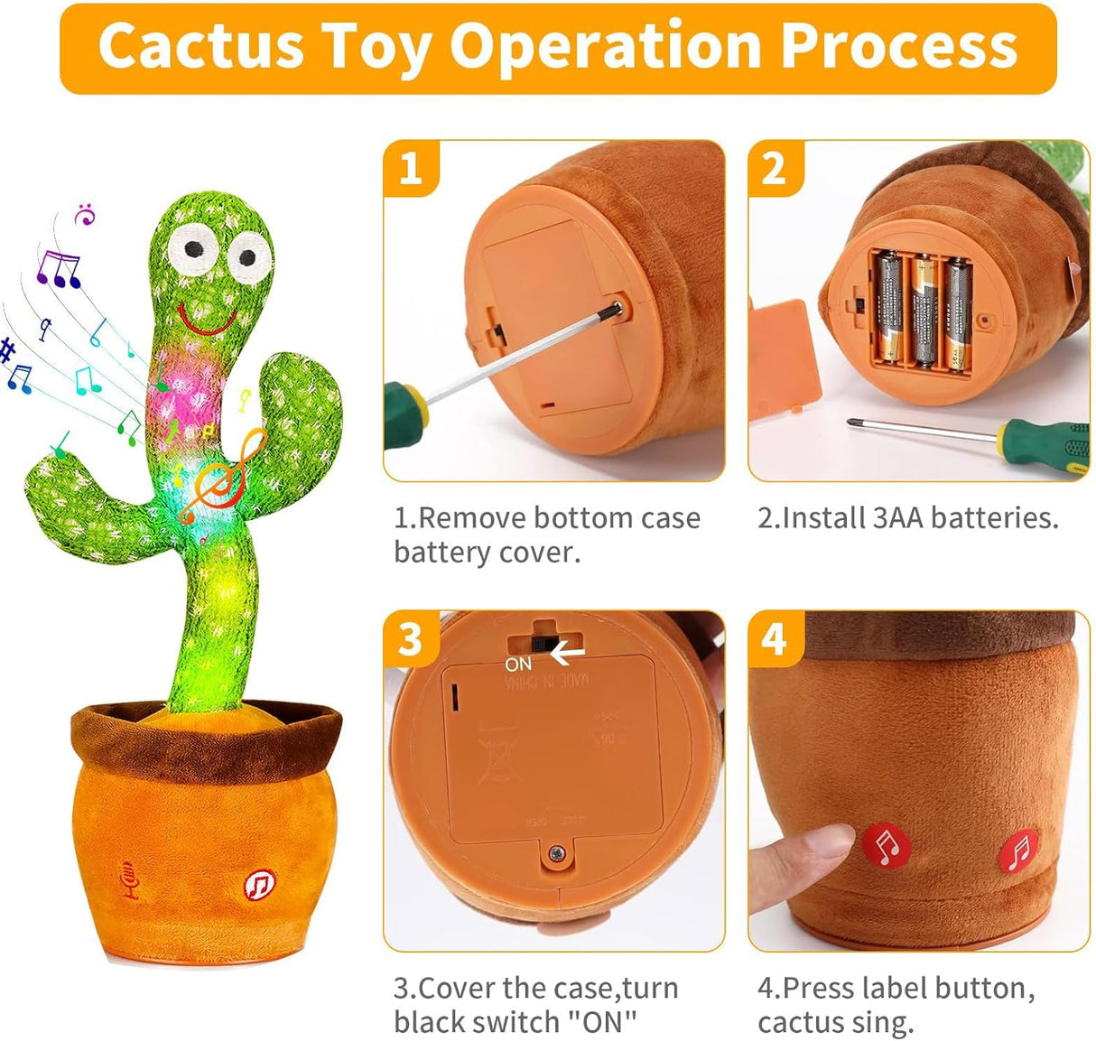 Muñecos Cactus Bailarín para Niños, Juguete Musical Educativo,Modelo C1