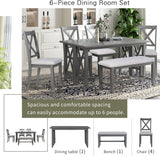 Juego de Comedor Familiar de 6 Piezas con Mesa Plegable