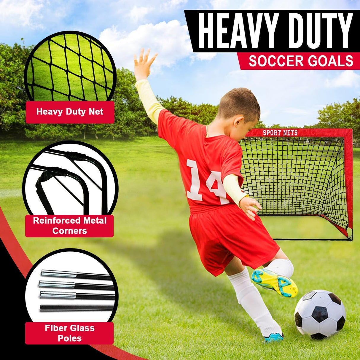Porterías de fútbol desplegables para niños montaje rápido