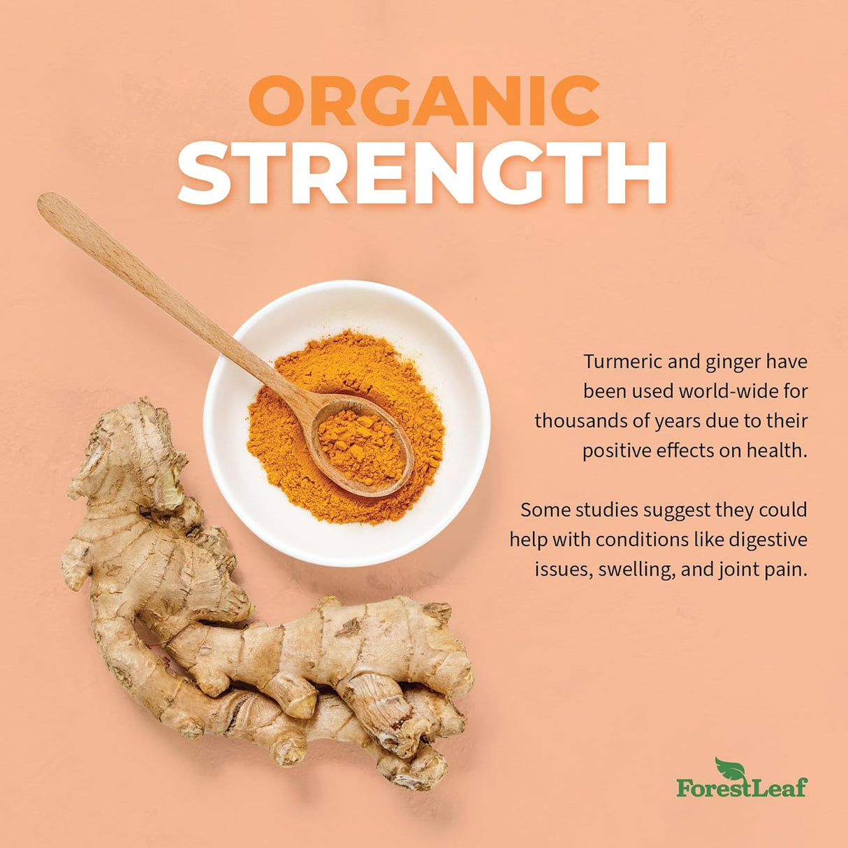 Suplemento Orgánico de Cúrcuma Extra Fuerza 2265mg con Jengibre