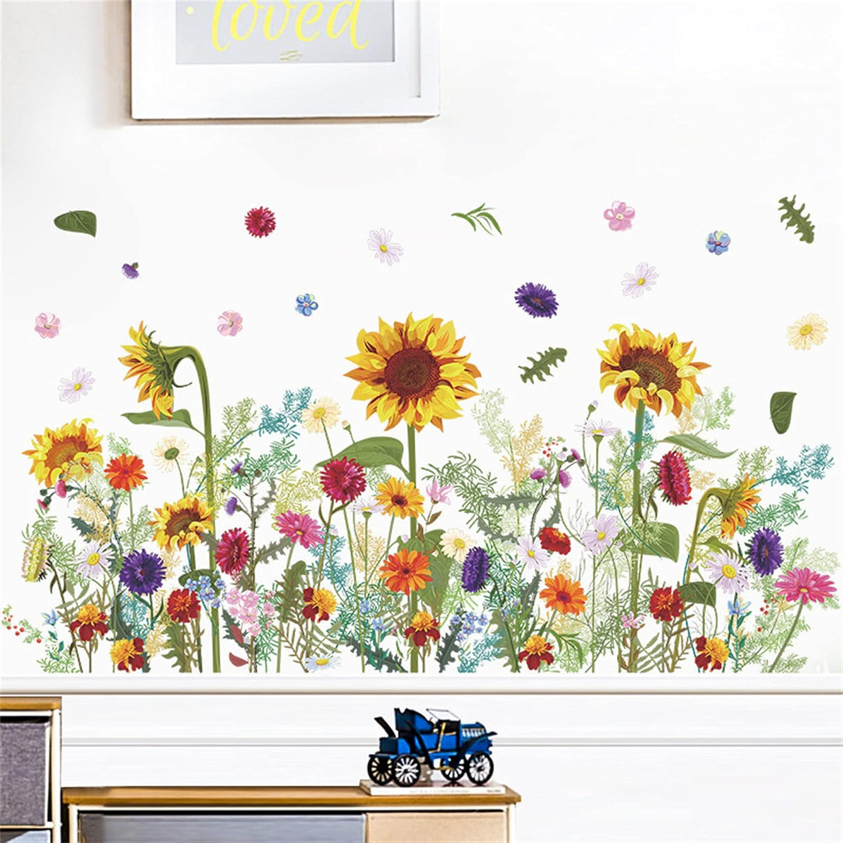 Pegatinas de pared de PVC con flores, margaritas, girasol