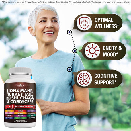 Suplemento de Setas Lion's Mane NEW AGE con otros hongos