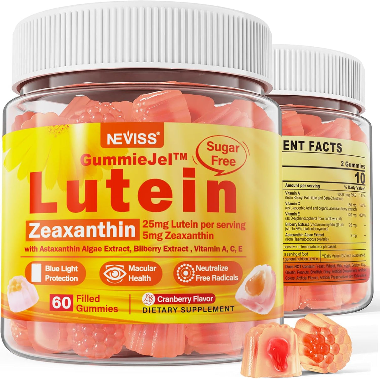 Suplementos Gomitas rellenas de luteína y zeaxantina  25 mg
