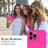 DEENAKIN Funda para iPhone 13 Pro Max con protector de pantalla, cubierta de goma de gel de silicona líquida suave y duradera para iPhone 13 Pro Max de 6.7 pulgadas, color rosa intenso