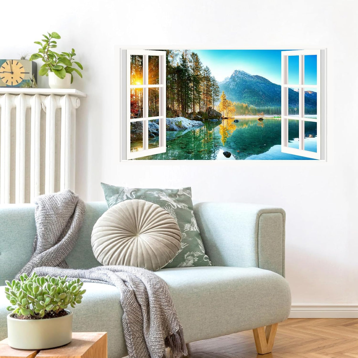 Vinilos de Ventana 3D Lago Montañés, Decoración Natural