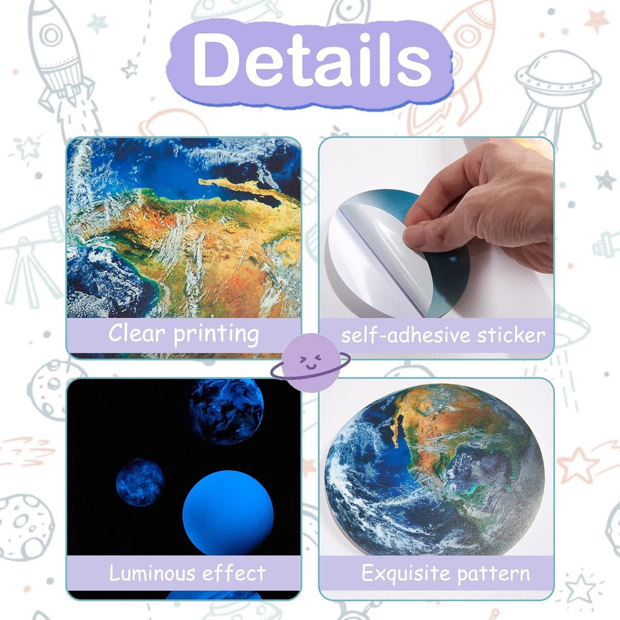 Estrellas Brillantes en la Oscuridad, Stickers de Planetas