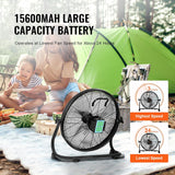 VEVOR Ventilador de piso recargable 16'', 360° pivotante, potente