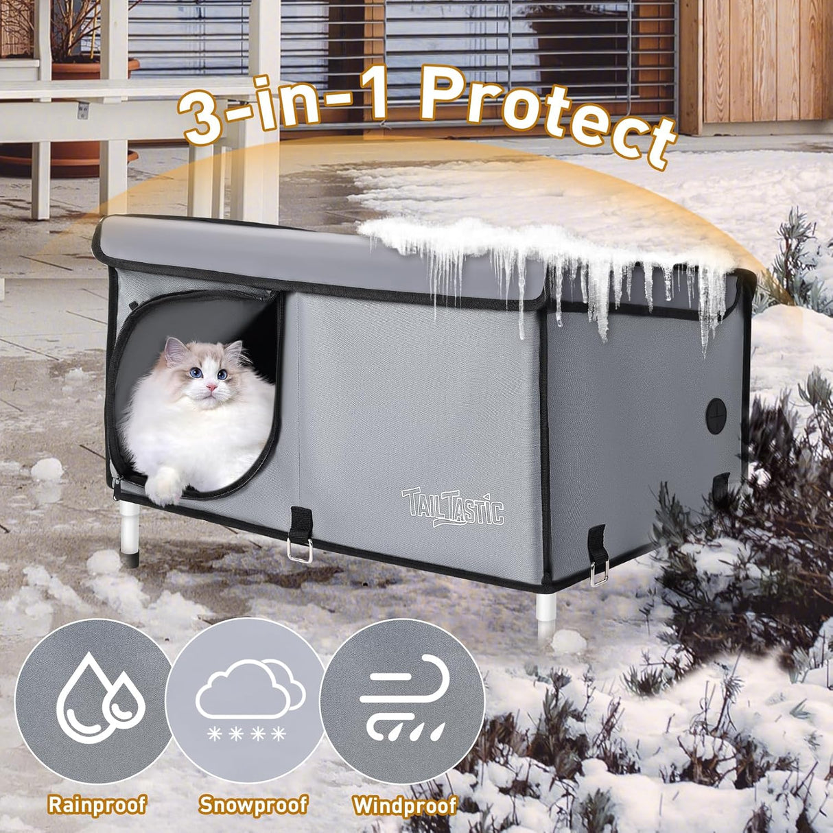 Casa para Gatos al Aire Libre, Elevada, Aislada, Grande