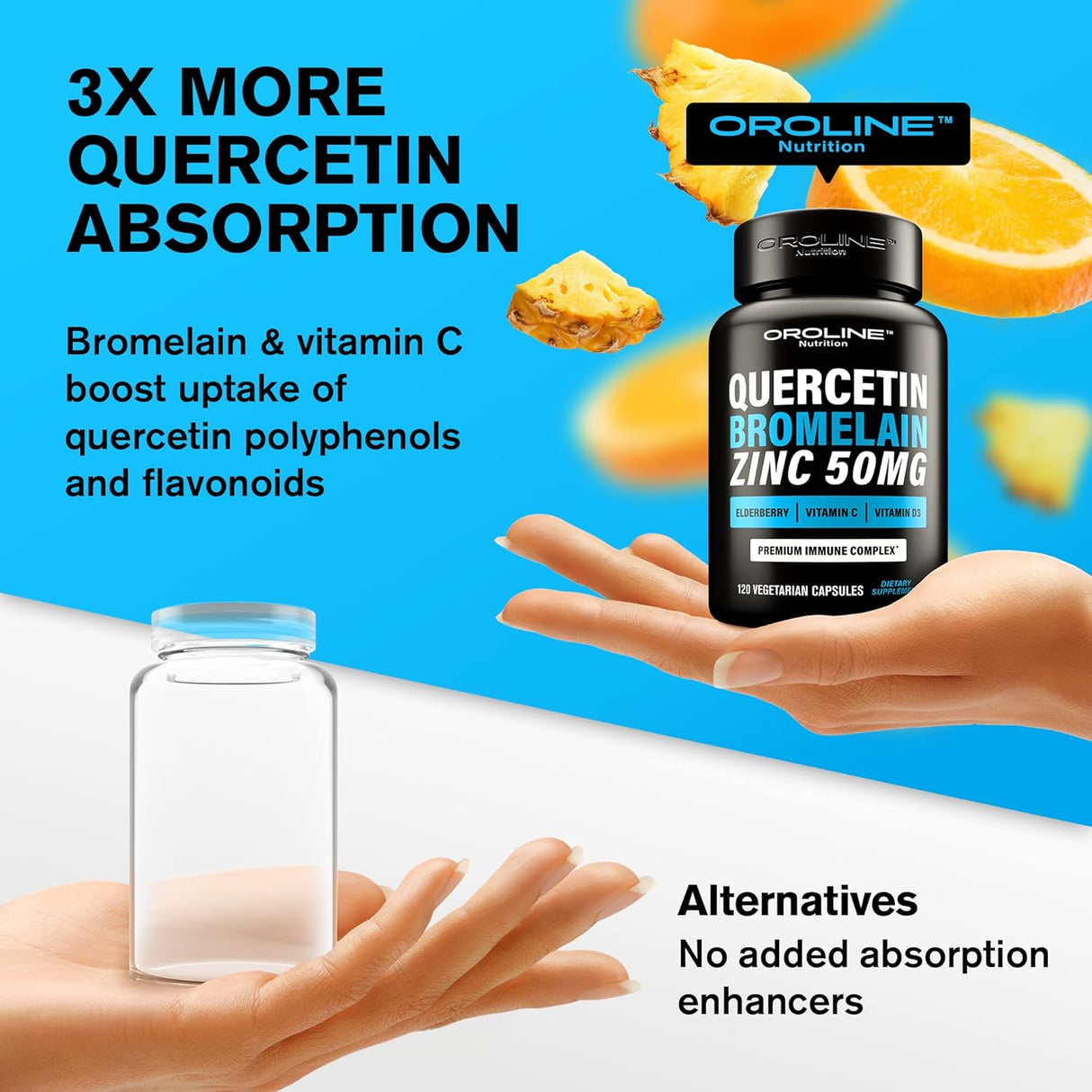 Suplemento de quercetina de 500 mg zinc de 500 mg vitamina C