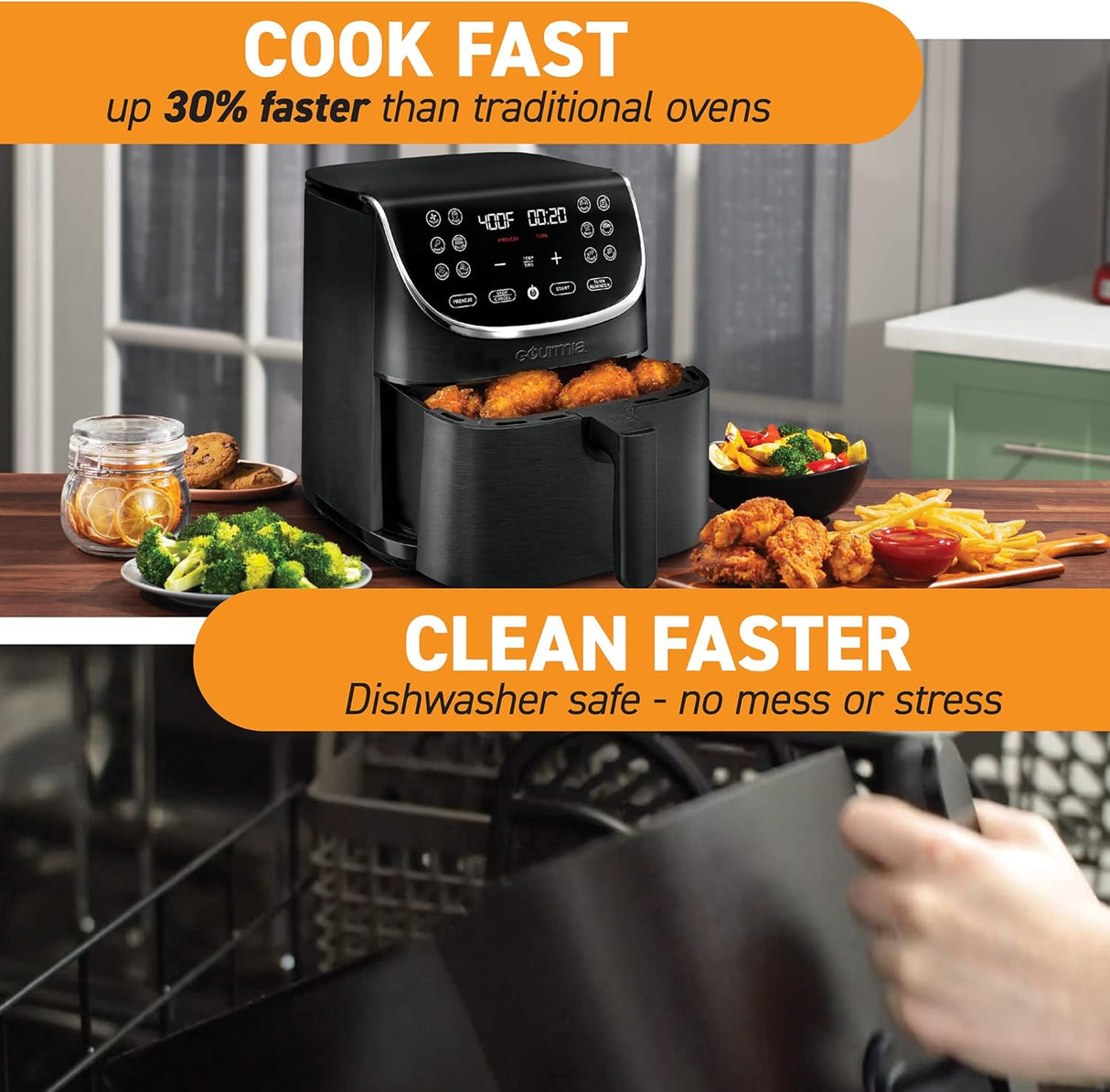 Freidora de Aire Gourmia 7 Qt, 12 Presets, GAF716