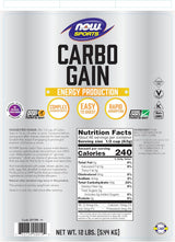 Suplemento de Nutrición Deportiva, NOW Foods, Carbo Gain, 12 lb