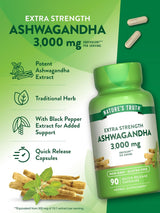 Cápsulas de Ashwagandha 3000mg Nature's Truth, 90 Conteos