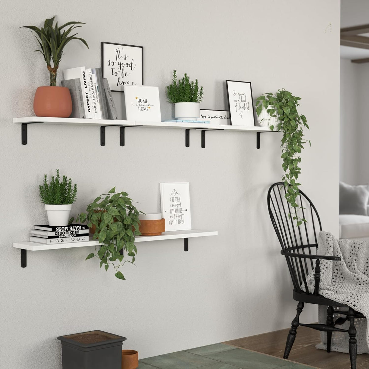 Estantes Flotantes de Madera, 5 Sets, Decoración y Almacenaje
