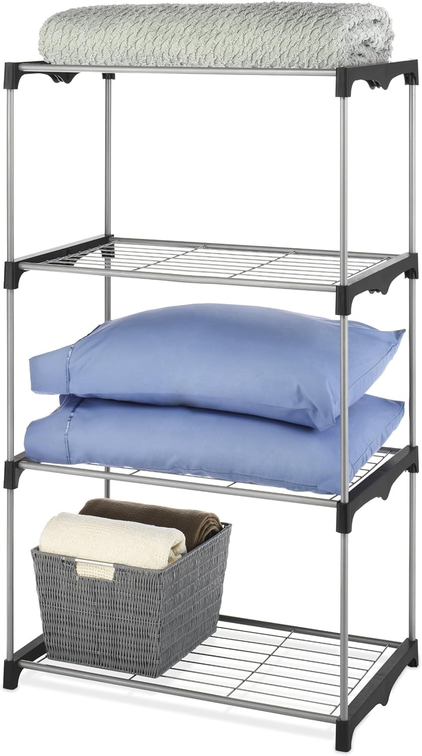 Estante metálico ajustable con 5 niveles y ruedas, modelo 6054-49