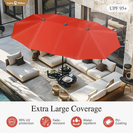 Sombrilla Patio Doble Cara Sophia & William 13ft UV 99% Resistente