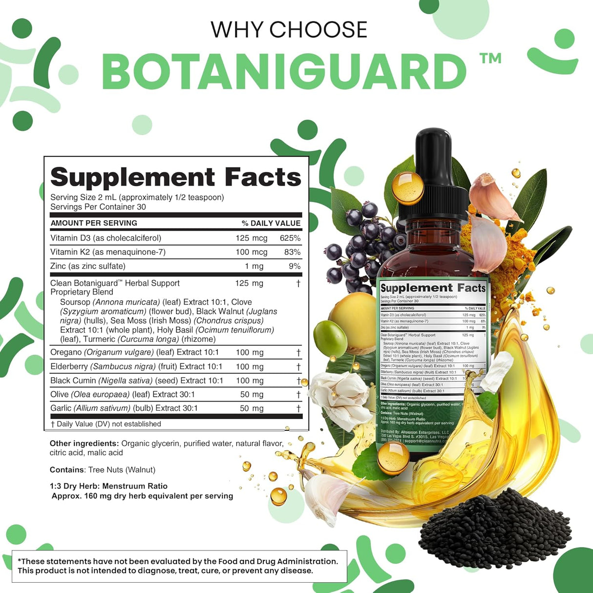 Nutra BOTANIGUARD Drops con Oregano, Aceituna y Elderberry
