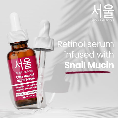 Sérum Nocturno Retinol Coreano 1% con Mucina, Ácido Hialurónico