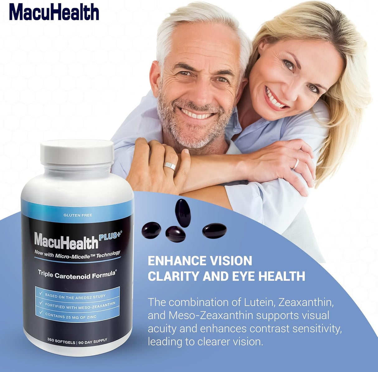 Suplemento de vitaminas para los ojos para adulto sin gluten