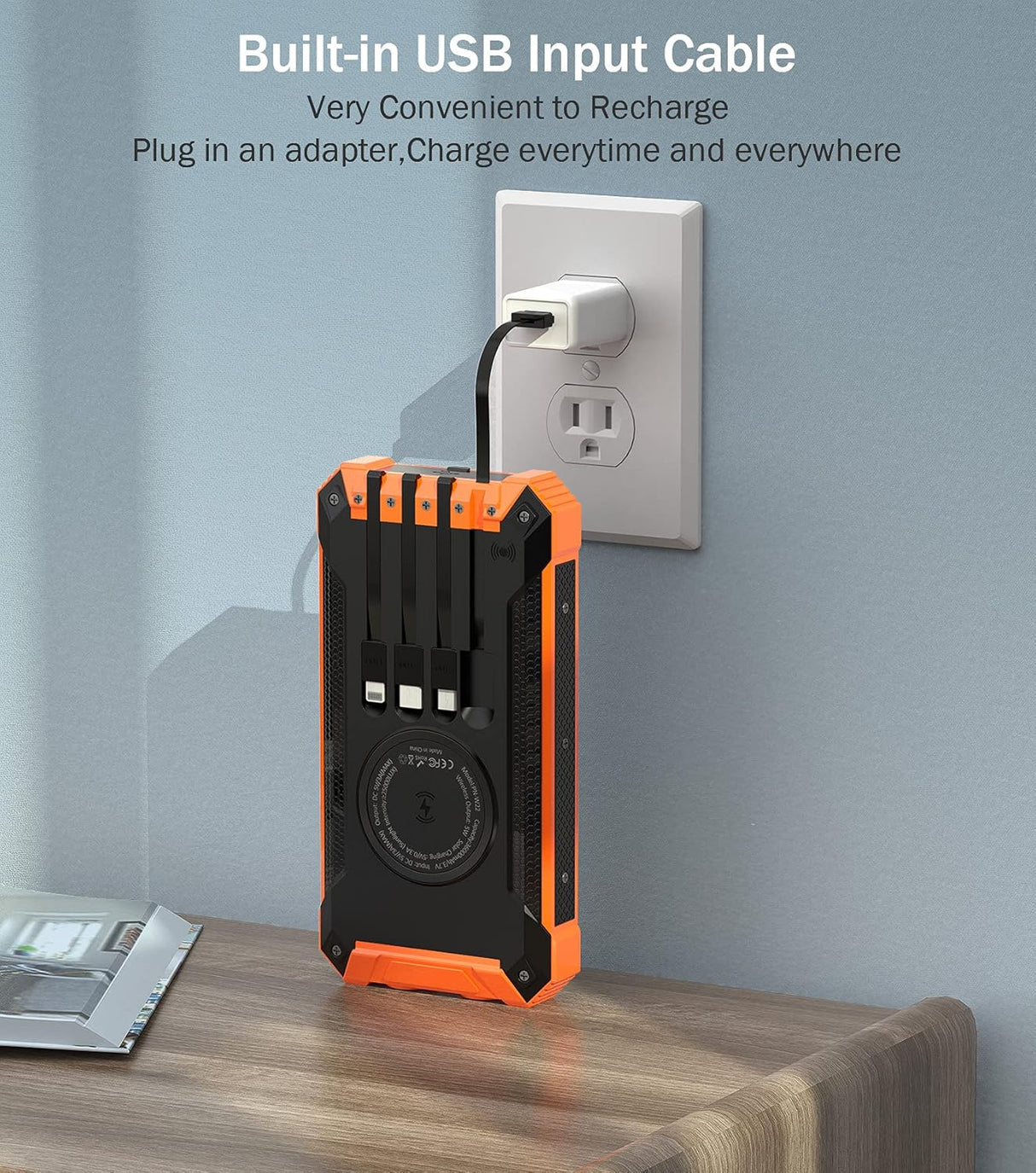 Cargador de energía solar de 36000 mAh integrado 4 cables