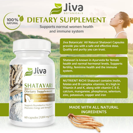 Suplemento polvo  orgánicas Shatavari de 1200 mg  60 cáp