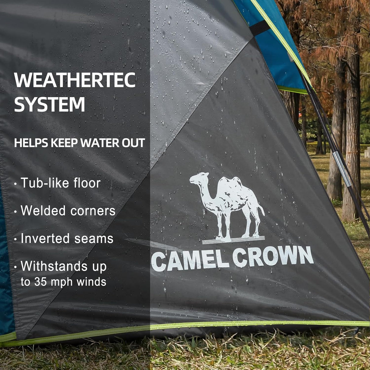 Tienda de campaña CAMEL CROWN 4 personas, impermeable, fácil montaje