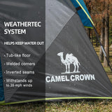 Tienda de campaña CAMEL CROWN 4 personas, impermeable, fácil montaje