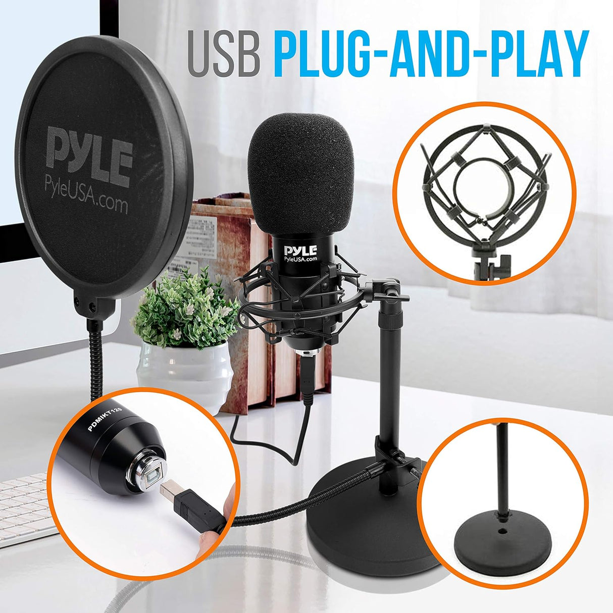 Kit de grabación con micrófono USB PYLE-PRO PDMIKT120