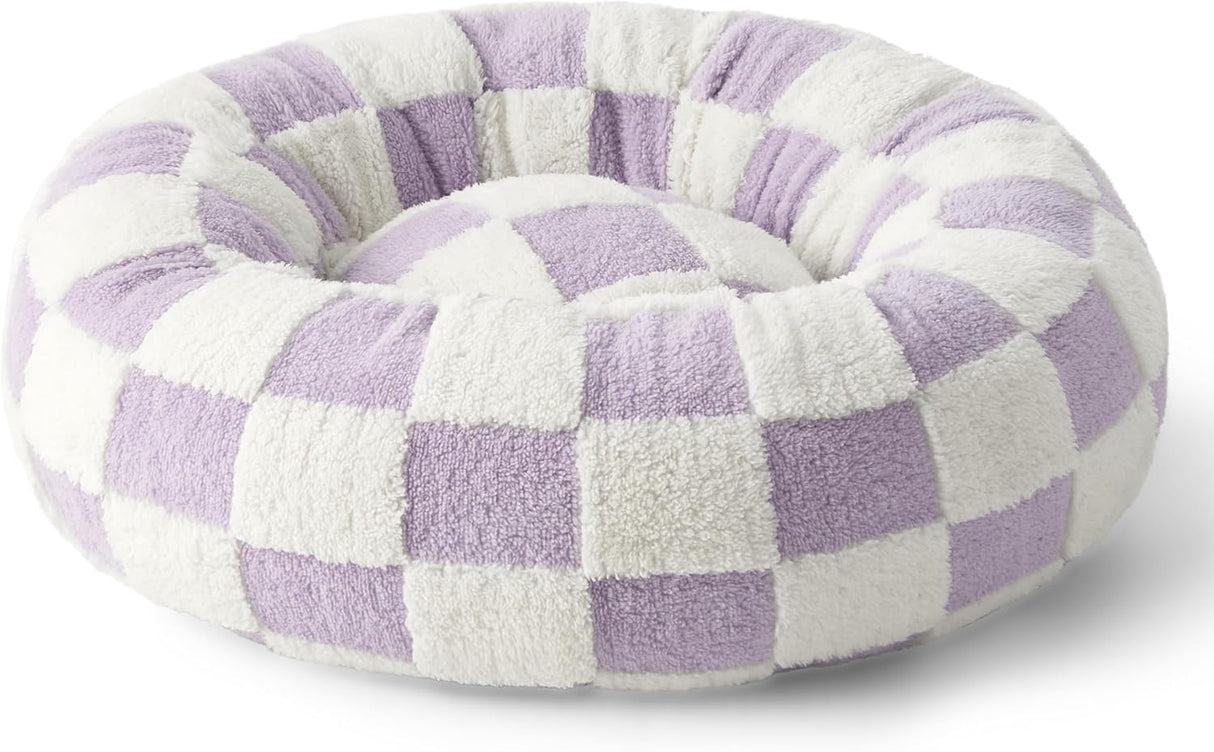 Cama para perros pequeños redondas con felpa lanuda jacquard