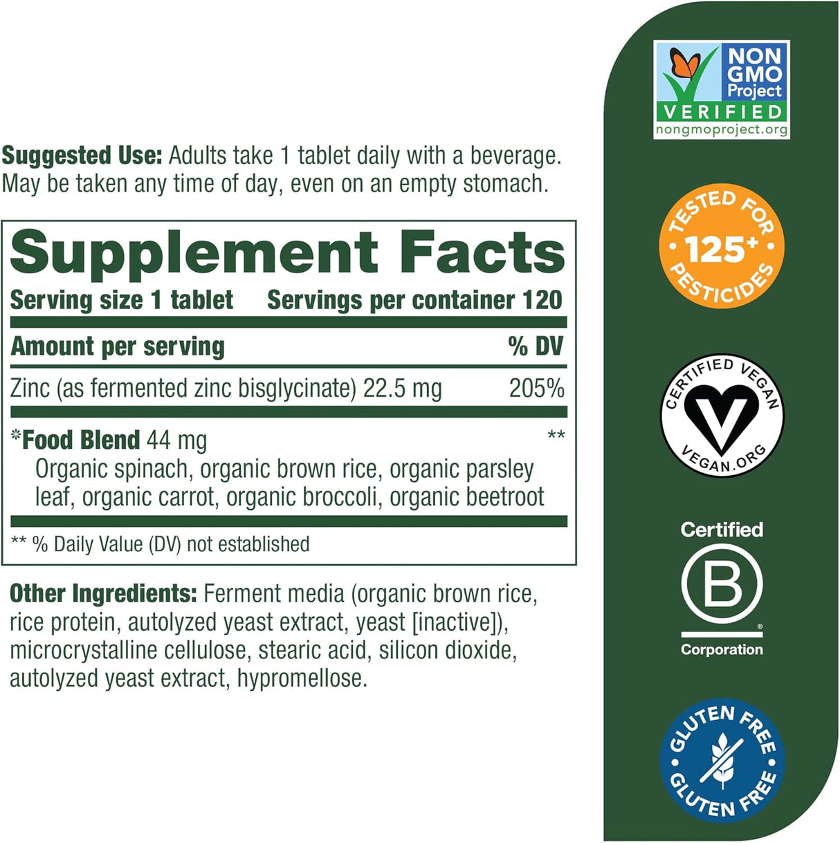 Suplemento de apoyo para la salud inmune con zinc  vegano