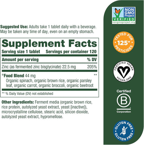 Suplemento de apoyo para la salud inmune con zinc  vegano