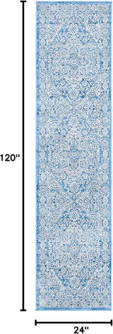 Alfombra Runner Medallón Desgastado, Fácil Cuidado, BNT832A