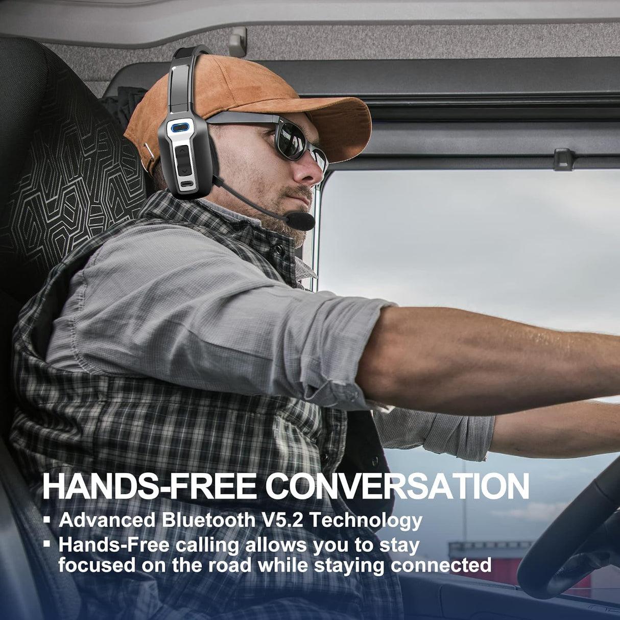 Auricular Bluetooth para camioneros, V5.2, cancelación ruidos