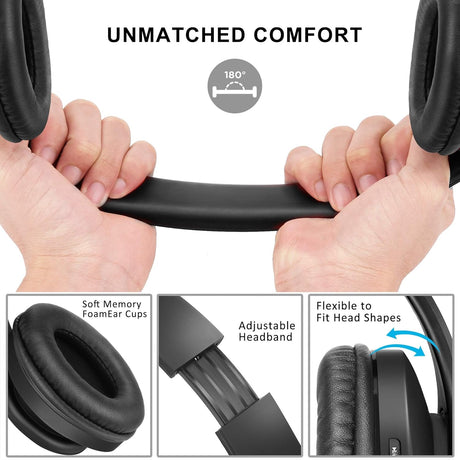 Auriculares ZIHNIC Bluetooth Inalámbricos, Plegables, FM, SD/TF