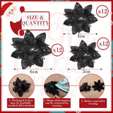 36 Piezas Flores Poinsettia Artificiales Navidad Clips 6/4/3 Pulgadas