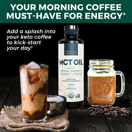 Aceite MCT Orgánico 16 oz - Viva Naturals, Energía y Keto