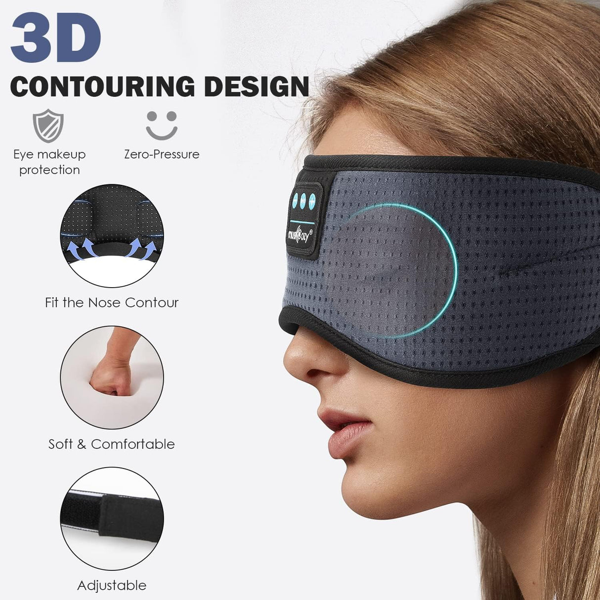 Auriculares Bluetooth para dormir MUSICOZY con ruido blanco 3D