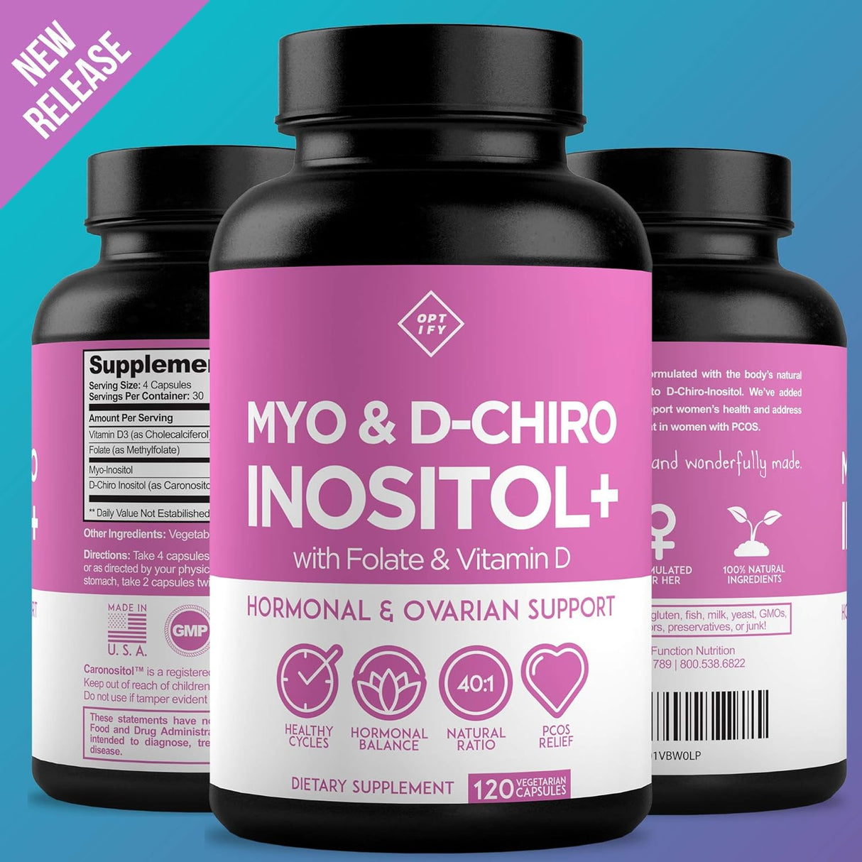 Suplemento  mio-inositol e inositol D-Chiro vitamina D