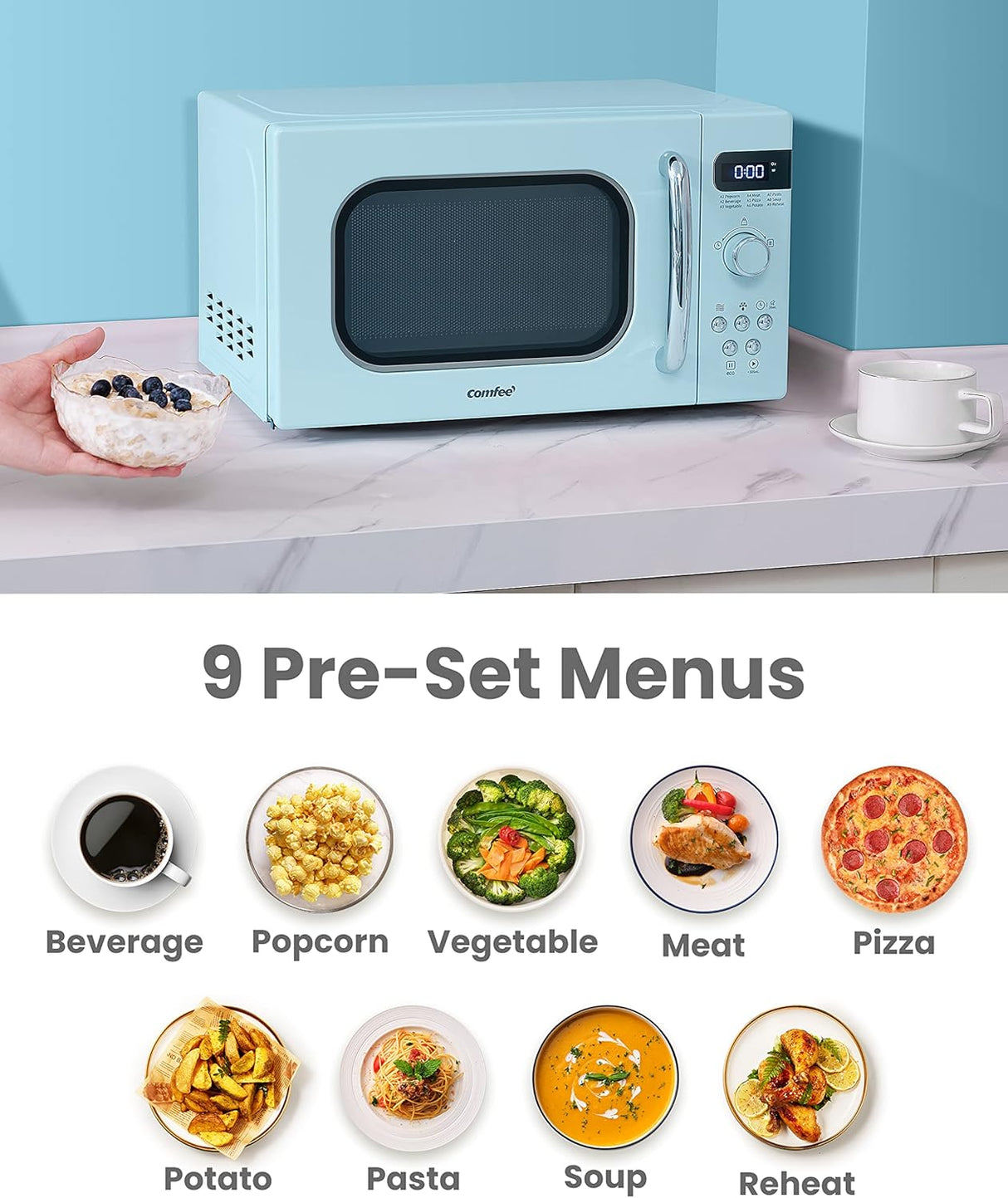 Microondas Compacto COMFEE&#39; 0.7 Cu Ft, 700W, AM720C2RA-G