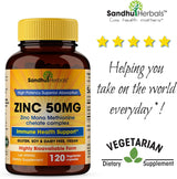 Suplementos Alimenticio de zinc de 50 mg 120 cápsulas