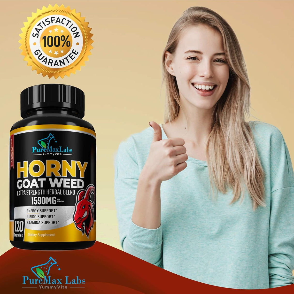 Suplementos Horny Goat Weed 1590 mg mezcla extra fuerza
