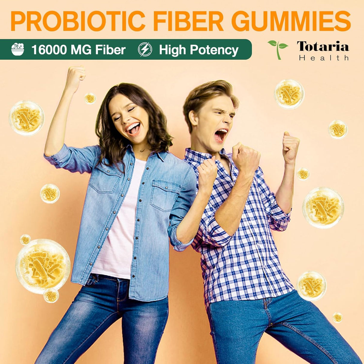 Gummies de probióticos y fibra para adultos, 60 unidades