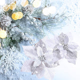Flores Artificiales Poinsettia Glitter 36 Piezas WILLBOND