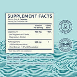 Suplemento de Magnesio Ashwagandha 400mg/500mg, 120 Ct