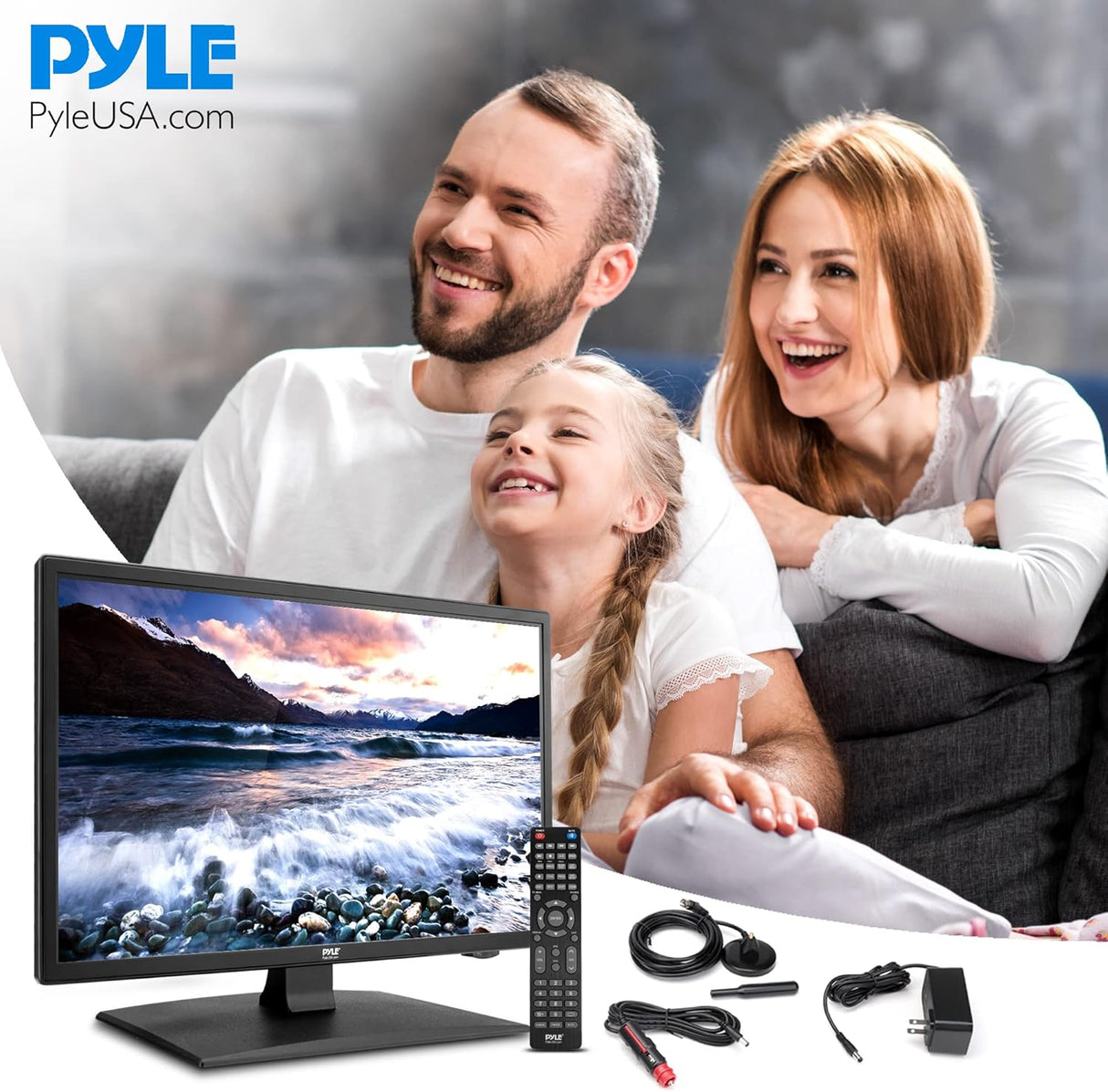 Televisor Pyle LED 24 FHD 1080p, HDMI, adaptador 12/24V