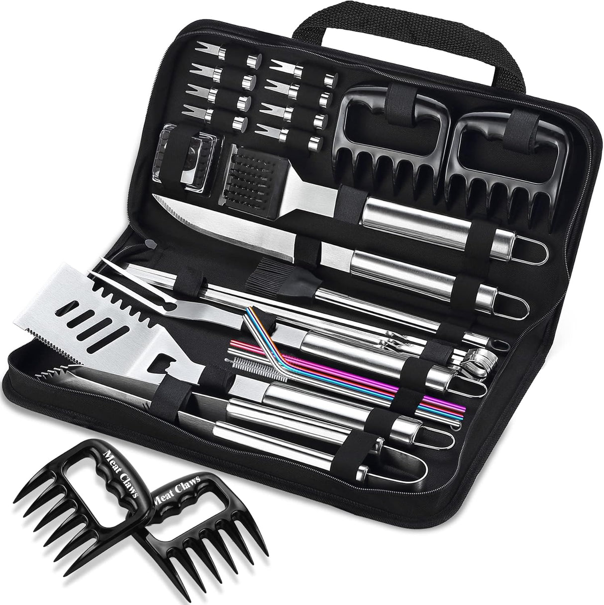 Juego de Utensilios de BBQ 27pcs ROMANTICIST, Acero Inoxidable