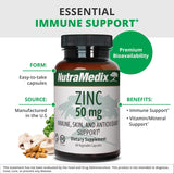Suplementos Zinc 50 mg  inmunológico piel y antioxidante 60u