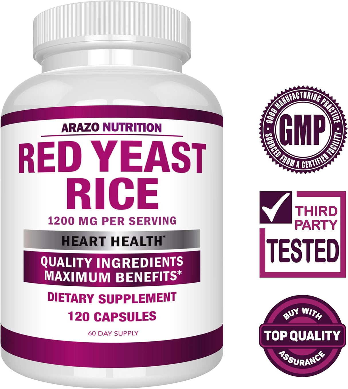 Suplemento Rojo Levadura Arroz Extracto 1200 mg Vegetariana