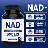 Suplemento NAD 500mg, NMN, Vegano, No GMO, 30 Cápsulas