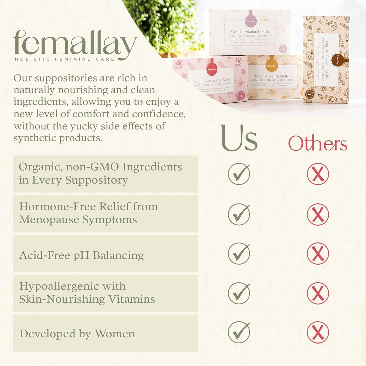 Femallay Vitamina E hidratante diaria para derretir vaginal